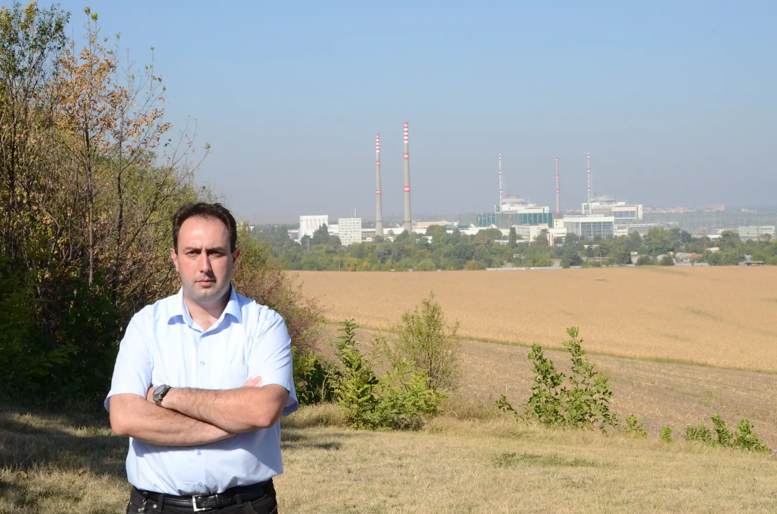 Vladimir Yankov with Kozloduy Nuclear Power Plant in the background